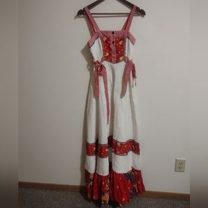 Vintage Gunne Sax floral check maxi dress